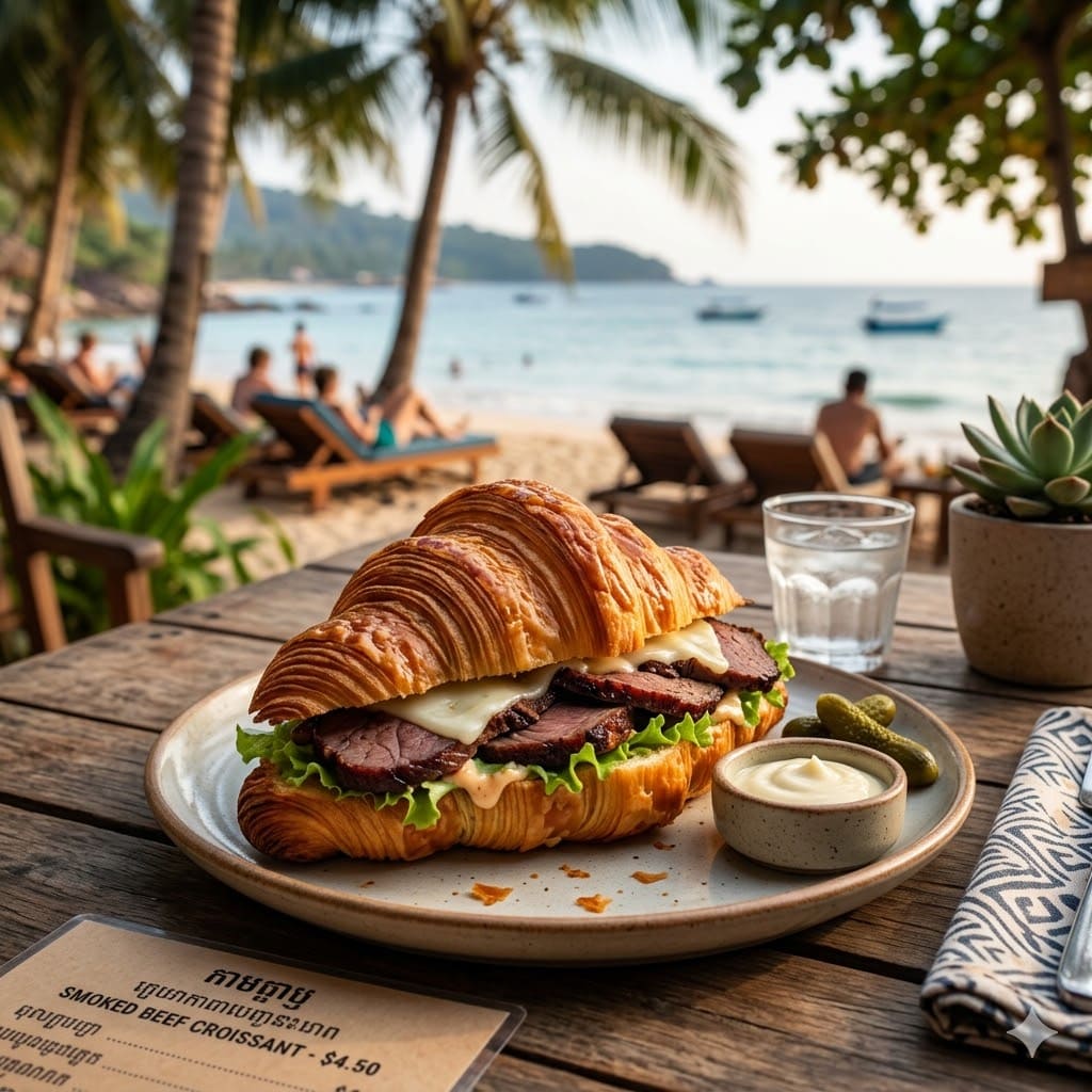 Smoked Beef Croisant dari Thirty Three Brew dengan tampilan clean dan modern